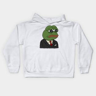 sad pepe in suit Kids Hoodie